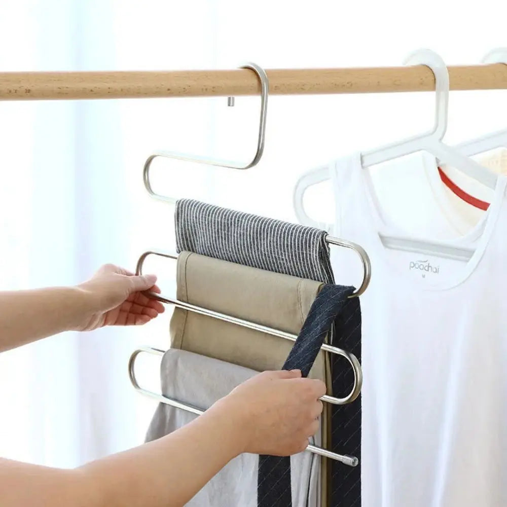 Multi Functional Clothes Hanger – 5 Layer Space Saving Stainless Steel Rack - ZOOMNSTORE