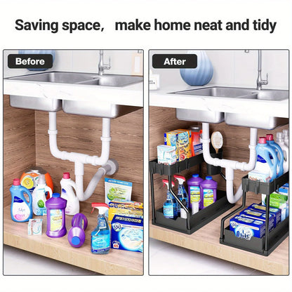 Multi-Layer Kitchen  Bathroom Storage Rack - Pull-Out Finishing Sundries Organizer - ZOOMNSTORE