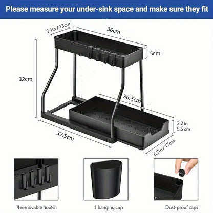 Multi-Layer Kitchen  Bathroom Storage Rack - Pull-Out Finishing Sundries Organizer - ZOOMNSTORE