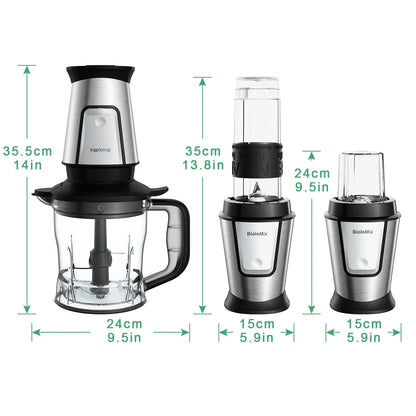 3-in-1 Food Processor - 700W Portable Juicer Blender  Chopper - ZOOMNSTORE