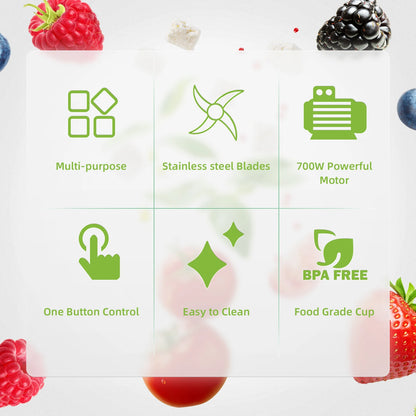 3-in-1 Food Processor - 700W Portable Juicer Blender  Chopper - ZOOMNSTORE