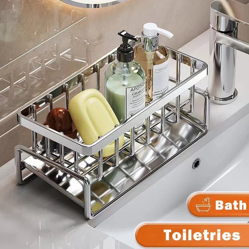 Multifunctional Stainless Steel Sink Cleaning Tools Rack - Sponge and Rag Organizer - ZOOMNSTORE