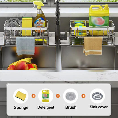 Multifunctional Stainless Steel Sink Cleaning Tools Rack - Sponge and Rag Organizer - ZOOMNSTORE