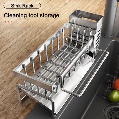 Multifunctional Stainless Steel Sink Cleaning Tools Rack - Sponge and Rag Organizer - ZOOMNSTORE