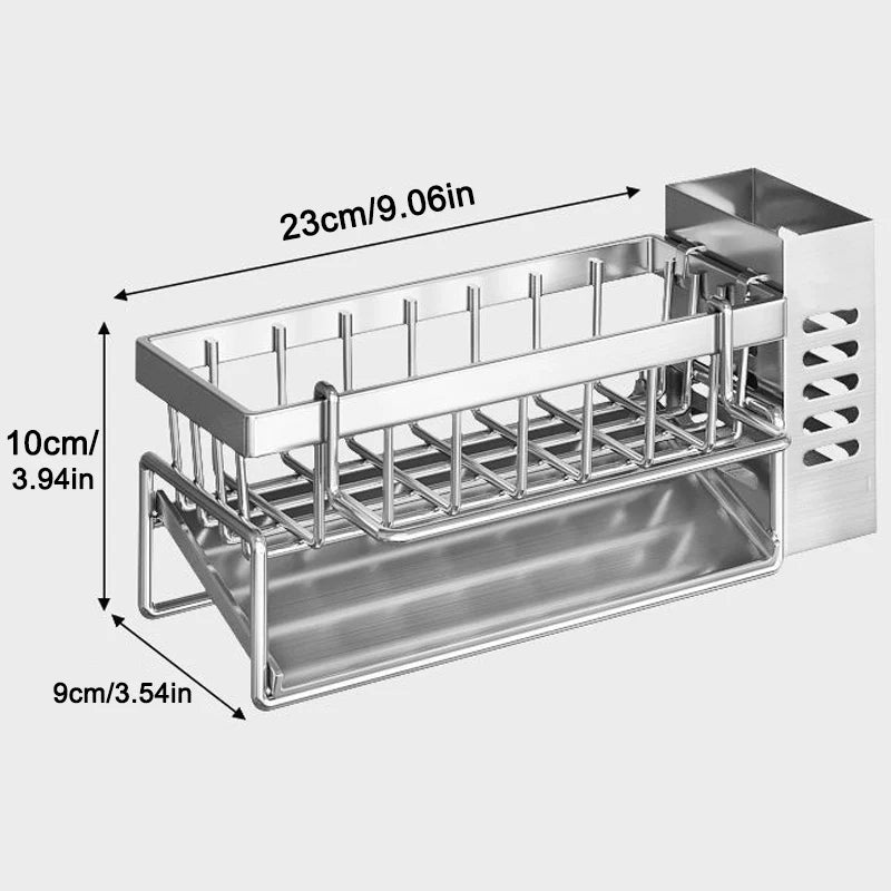 Multifunctional Stainless Steel Sink Cleaning Tools Rack - Sponge and Rag Organizer - ZOOMNSTORE