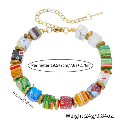 Murano Glass Bead Bracelet - Hand-Made Thousand Flower Crystal Jewelry for Women - ZOOMNSTORE