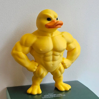 Muscle Duck Statue - 3D Desktop Decor | Cute Bookshelf Ornament & Whimsical Figurine - ZOOMNSTORE