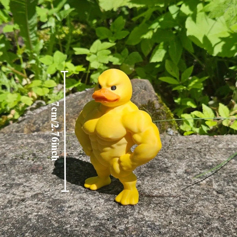 Muscle Duck Statue - 3D Desktop Decor | Cute Bookshelf Ornament & Whimsical Figurine - ZOOMNSTORE