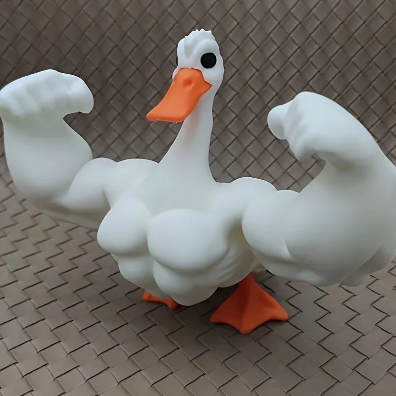 Muscle Duck Statue - 3D Desktop Decor | Cute Bookshelf Ornament & Whimsical Figurine - ZOOMNSTORE