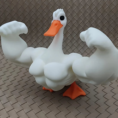Muscle Duck Statue - 3D Desktop Decor | Cute Bookshelf Ornament & Whimsical Figurine - ZOOMNSTORE
