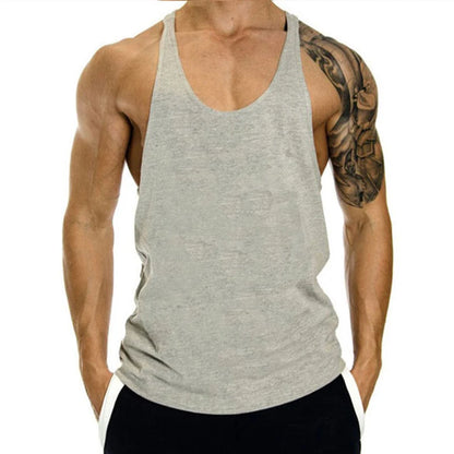 Mens 100 Cotton Muscle Stringer Tank Top - 2024 Summer Fitness Y-Back Vest - ZOOMNSTORE
