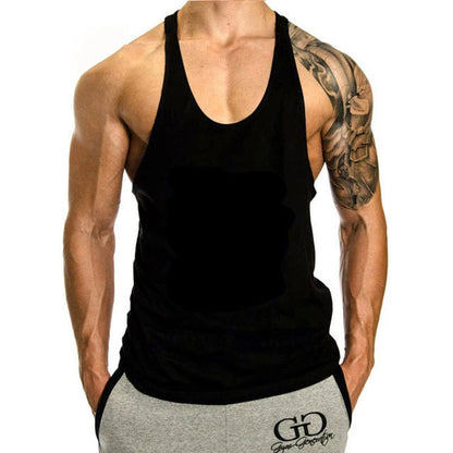Mens 100 Cotton Muscle Stringer Tank Top - 2024 Summer Fitness Y-Back Vest - ZOOMNSTORE