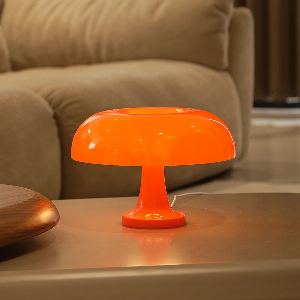Modern Bauhaus Mushroom Table Lamp - Danish Designer Orange Bedside Light - ZOOMNSTORE