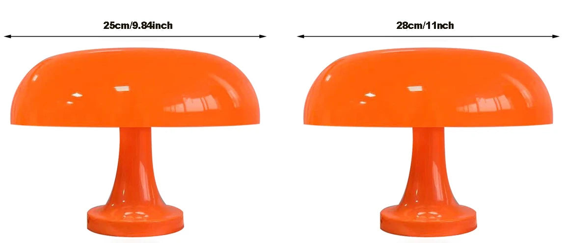 Modern Bauhaus Mushroom Table Lamp - Danish Designer Orange Bedside Light - ZOOMNSTORE