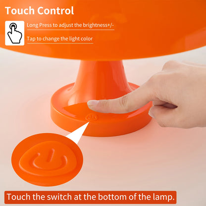 Modern Bauhaus Mushroom Table Lamp - Danish Designer Orange Bedside Light - ZOOMNSTORE