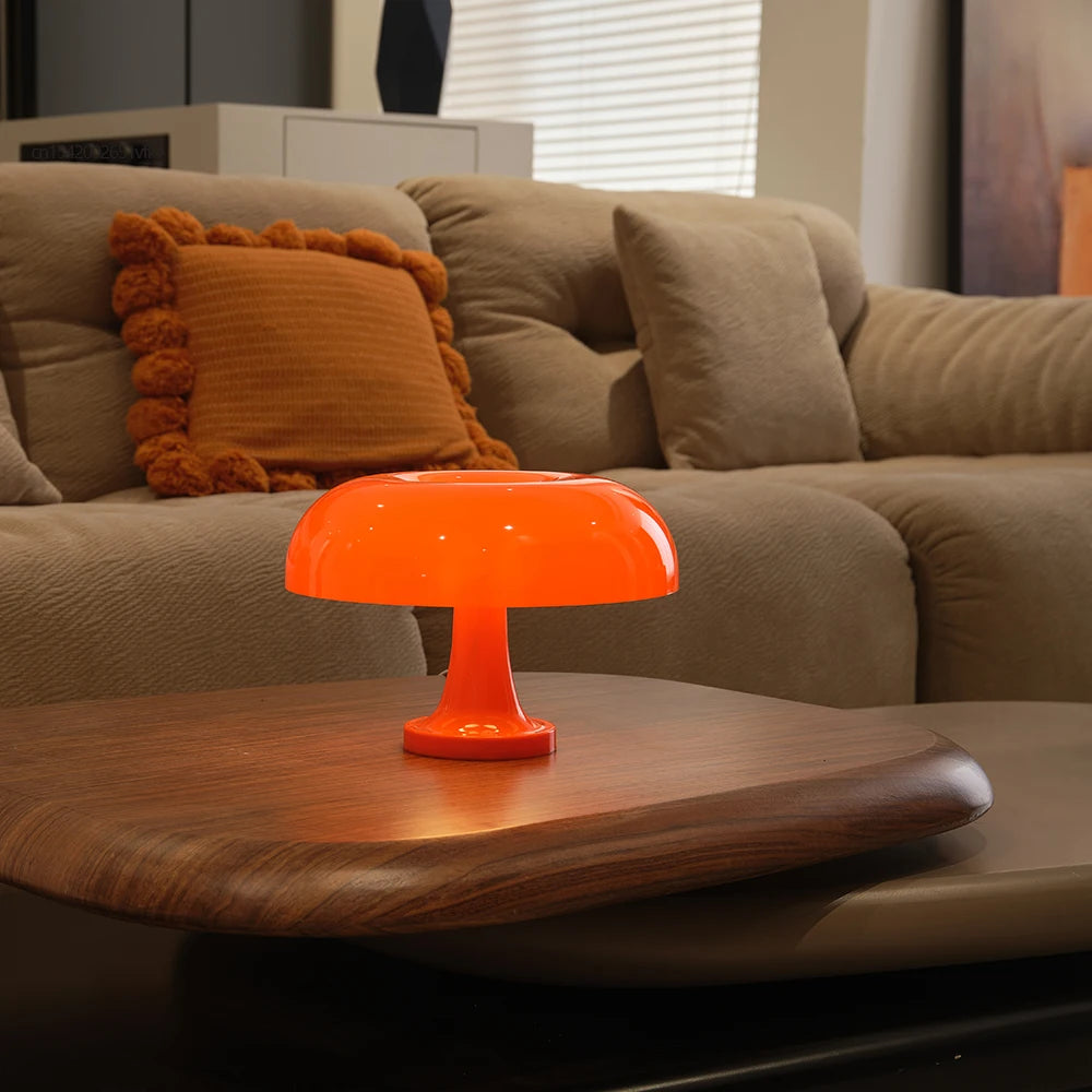 Modern Bauhaus Mushroom Table Lamp - Danish Designer Orange Bedside Light - ZOOMNSTORE
