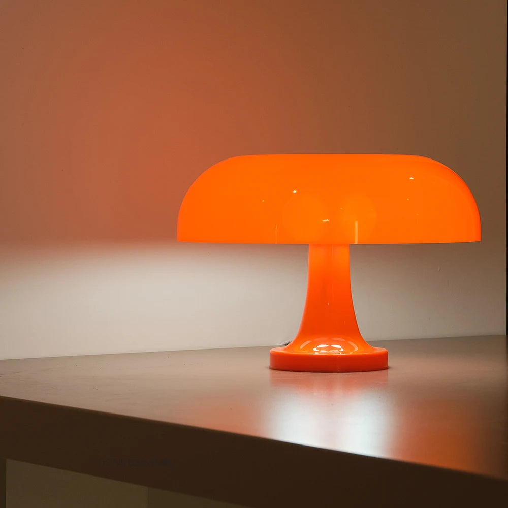 Modern Bauhaus Mushroom Table Lamp - Danish Designer Orange Bedside Light - ZOOMNSTORE