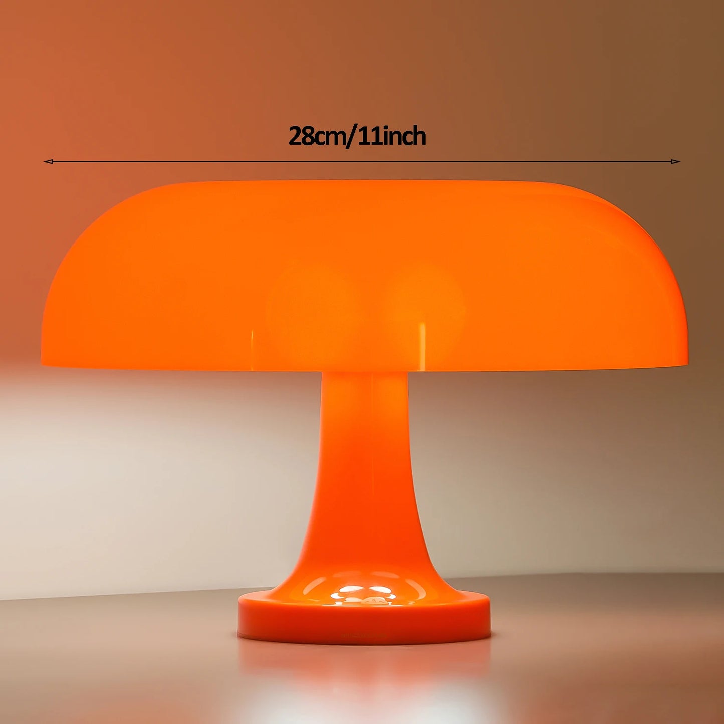 Modern Bauhaus Mushroom Table Lamp - Danish Designer Orange Bedside Light - ZOOMNSTORE