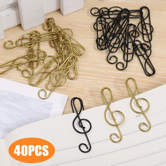 Metal Creative Music Note Shaped Creative File Clamp Paper Clips Bookmark Holder Paper Decorative Clip for Office School Home - ZOOMNSTORE