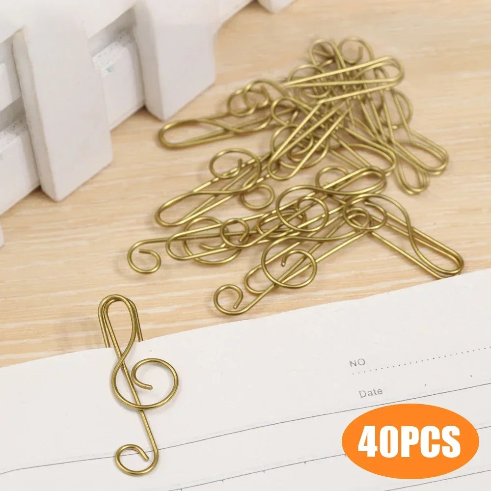 Metal Creative Music Note Shaped Creative File Clamp Paper Clips Bookmark Holder Paper Decorative Clip for Office School Home - ZOOMNSTORE