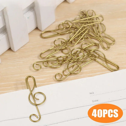 Metal Creative Music Note Shaped Creative File Clamp Paper Clips Bookmark Holder Paper Decorative Clip for Office School Home - ZOOMNSTORE