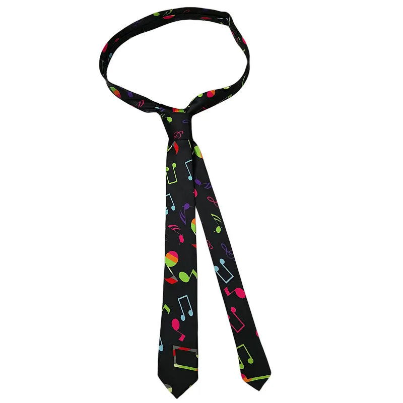 Classic Musical Notes Tie - Silky Narrow Necktie for Piano  Guitar Lovers - ZOOMNSTORE