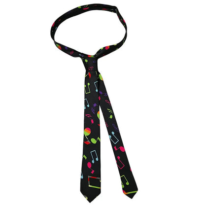 Classic Musical Notes Tie - Silky Narrow Necktie for Piano  Guitar Lovers - ZOOMNSTORE