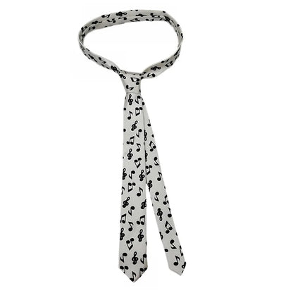 Classic Musical Notes Tie - Silky Narrow Necktie for Piano  Guitar Lovers - ZOOMNSTORE