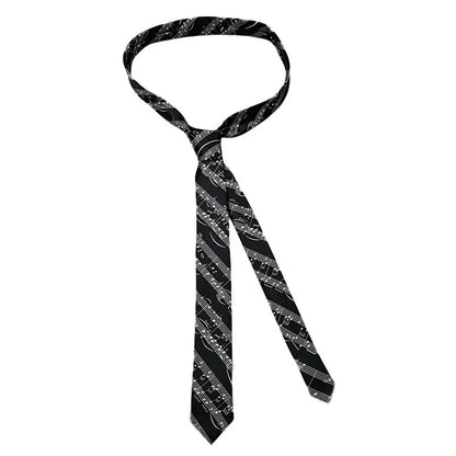 Classic Musical Notes Tie - Silky Narrow Necktie for Piano  Guitar Lovers - ZOOMNSTORE