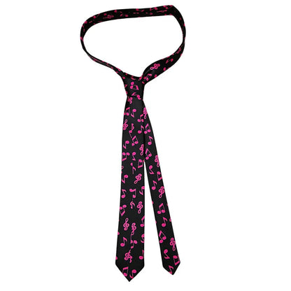 Classic Musical Notes Tie - Silky Narrow Necktie for Piano  Guitar Lovers - ZOOMNSTORE