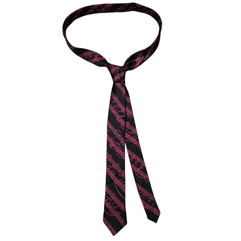 Classic Musical Notes Tie - Silky Narrow Necktie for Piano  Guitar Lovers - ZOOMNSTORE