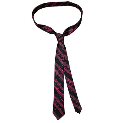 Classic Musical Notes Tie - Silky Narrow Necktie for Piano  Guitar Lovers - ZOOMNSTORE