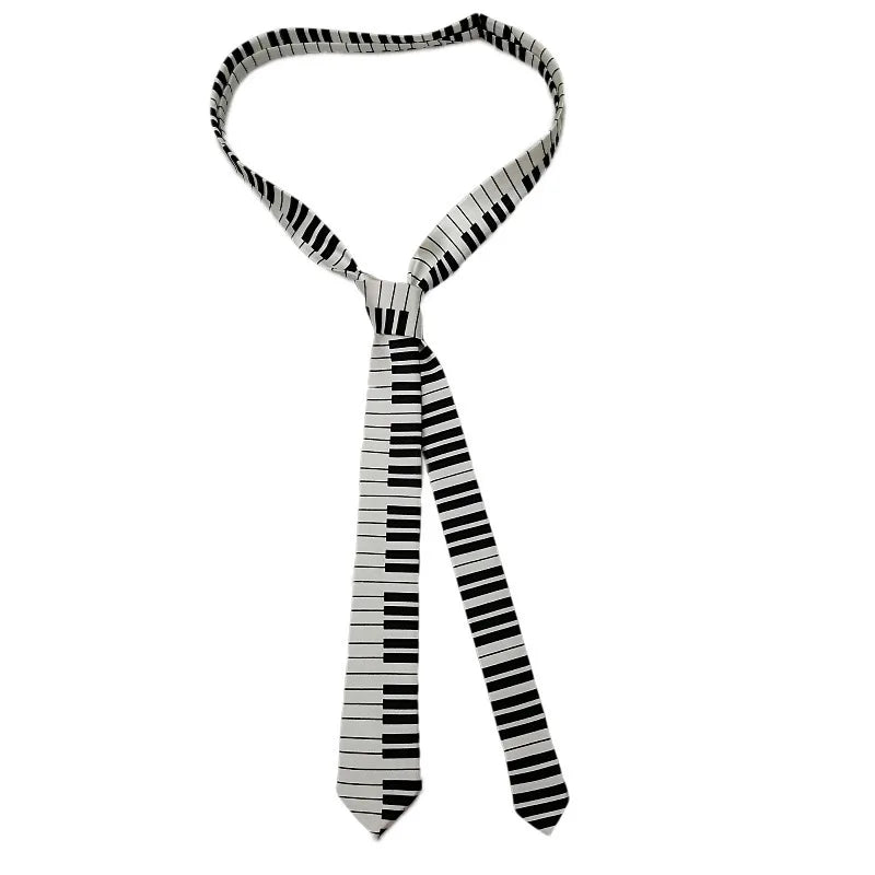 Classic Musical Notes Tie - Silky Narrow Necktie for Piano  Guitar Lovers - ZOOMNSTORE