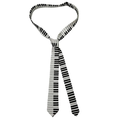 Classic Musical Notes Tie - Silky Narrow Necktie for Piano  Guitar Lovers - ZOOMNSTORE