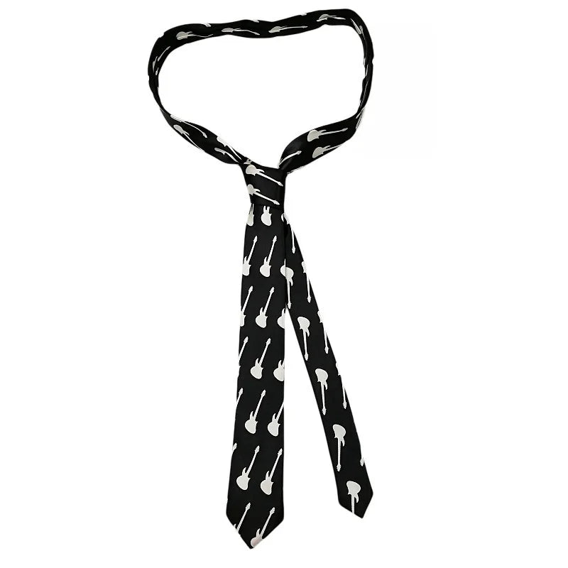 Classic Musical Notes Tie - Silky Narrow Necktie for Piano  Guitar Lovers - ZOOMNSTORE