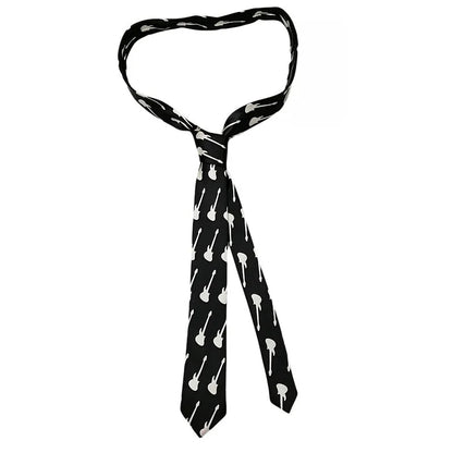 Classic Musical Notes Tie - Silky Narrow Necktie for Piano  Guitar Lovers - ZOOMNSTORE