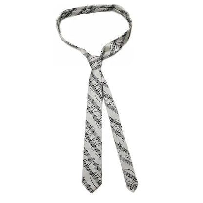 Classic Musical Notes Tie - Silky Narrow Necktie for Piano  Guitar Lovers - ZOOMNSTORE
