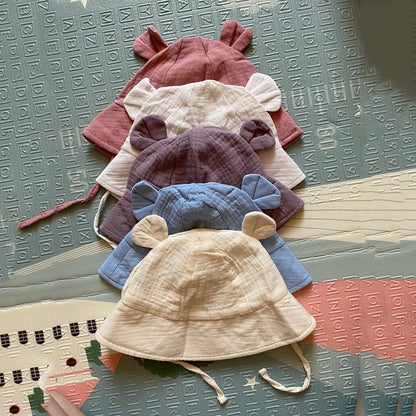 Muslin Cotton Baby Hat Summer Infant Cap Panama for Kids Soft Baby Sun Hats Girls Boys Bucket Hat Accessories Children 3-12M - ZOOMNSTORE