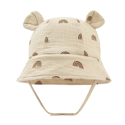Muslin Cotton Baby Hat Summer Infant Cap Panama for Kids Soft Baby Sun Hats Girls Boys Bucket Hat Accessories Children 3-12M - ZOOMNSTORE