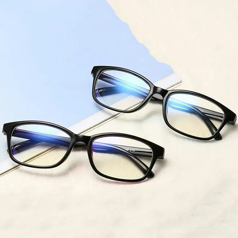 Myopia Glasses Black Frame - Rectangular Plastic Frame Eyewear for Men & Women - ZOOMNSTORE
