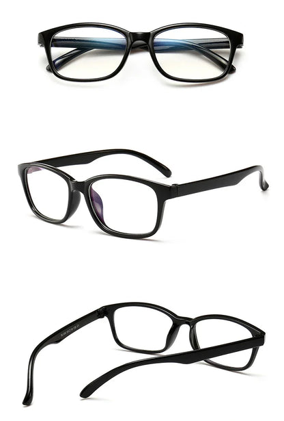 Myopia Glasses Black Frame - Rectangular Plastic Frame Eyewear for Men & Women - ZOOMNSTORE