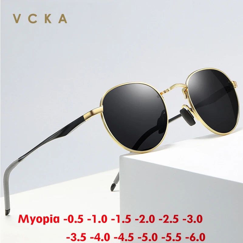 Myopia Sunglasses - Polarized Round Retro Glasses With Custom Prescription & UV400 Protection - ZOOMNSTORE