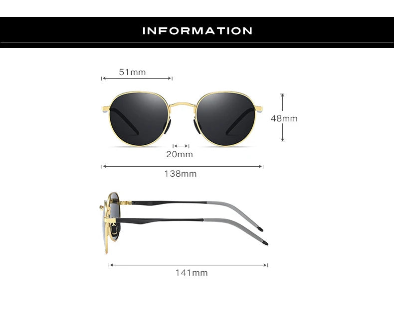 Myopia Sunglasses - Polarized Round Retro Glasses With Custom Prescription & UV400 Protection - ZOOMNSTORE