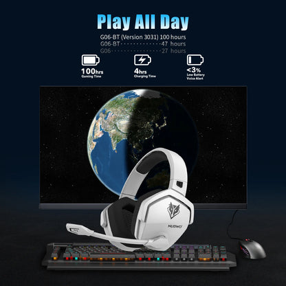 NUBWO G06 2.4G Dual Wireless Gaming Headset 5ms Low Latency 7.1 Surround ENC Mic For PC PS4 PS5 Gaming Bluetooth Headphones - ZOOMNSTORE