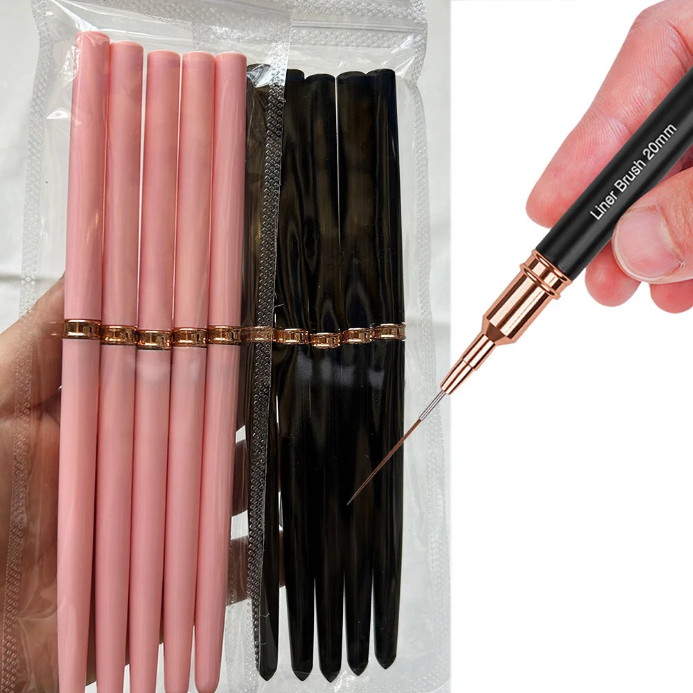 Nail Art Liner Brushes - Ultra-Thin Painting Tool Set 510pcs PinkBlack - ZOOMNSTORE