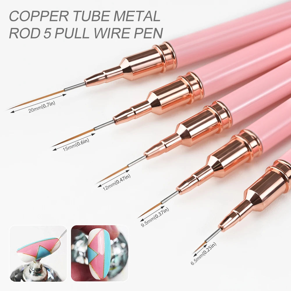 Nail Art Liner Brushes - Ultra-Thin Painting Tool Set 510pcs PinkBlack - ZOOMNSTORE