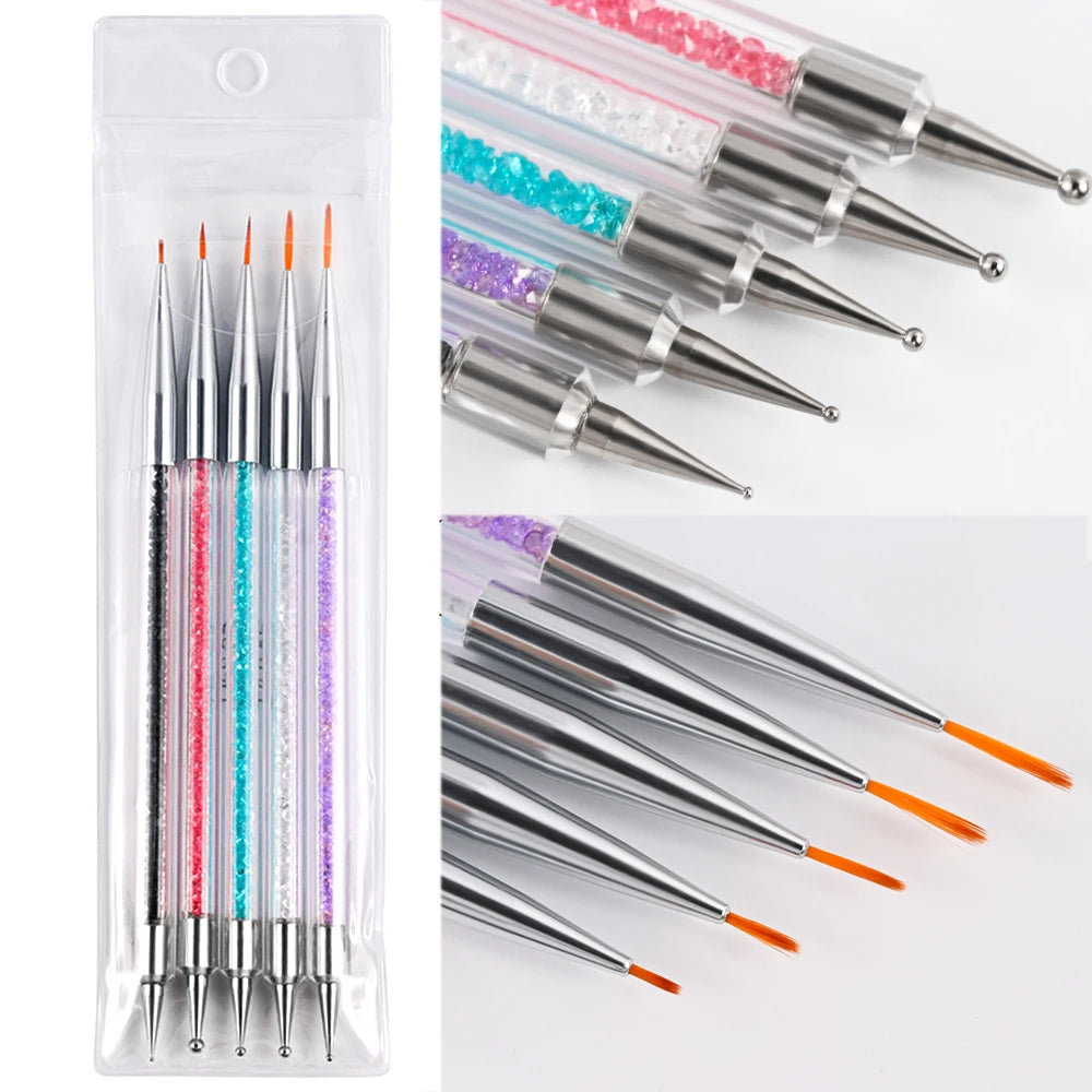 Nail Art Liner Brushes - Ultra-Thin Painting Tool Set 510pcs PinkBlack - ZOOMNSTORE