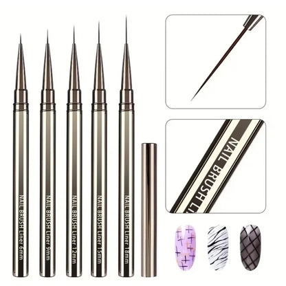 Nail Art Liner Brushes - Professional Striping  Drawing Pens 6-25mm - ZOOMNSTORE