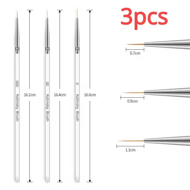 Nail Art Liner Brushes - Professional Striping  Drawing Pens 6-25mm - ZOOMNSTORE