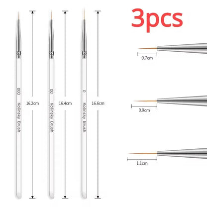 Nail Art Liner Brushes - Professional Striping  Drawing Pens 6-25mm - ZOOMNSTORE